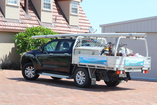 The Macarthur Plumbing work ute, loaded with plumbing tools.